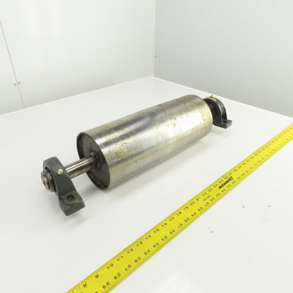 6-1/2" OD x 16-1/2" Crowned Face Conveyor Tail Drum Roller W/ Pillow Blocks