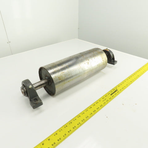 6-1/2" OD x 16-1/2" Crowned Face Conveyor Tail Drum Roller W/ Pillow Blocks