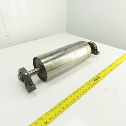 6-1/2" OD x 16-1/2" Crowned Face Conveyor Tail Drum Roller W/ Pillow Blocks