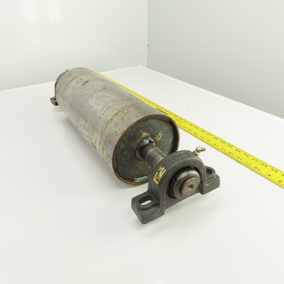 6-1/2" OD x 16-1/2" Crowned Face Conveyor Tail Drum Roller W/ Pillow Blocks