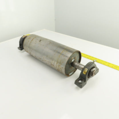 6-1/2" OD x 16-1/2" Crowned Face Conveyor Tail Drum Roller W/ Pillow Blocks