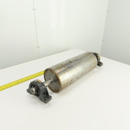 6-1/2" OD x 16-1/2" Crowned Face Conveyor Tail Drum Roller W/ Pillow Blocks