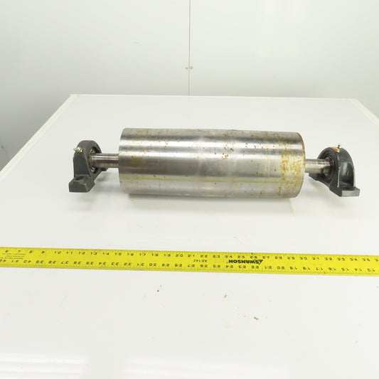 6-1/2" OD x 16-1/2" Crowned Face Conveyor Tail Drum Roller W/ Pillow Blocks