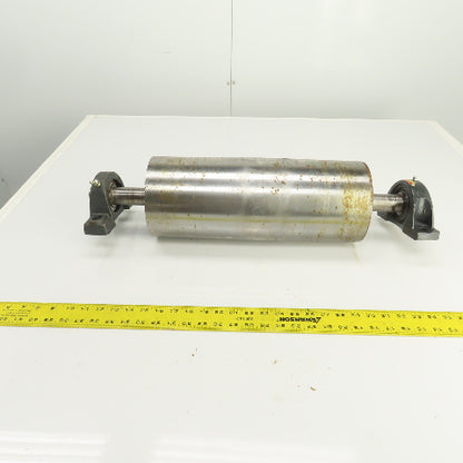6-1/2" OD x 16-1/2" Crowned Face Conveyor Tail Drum Roller W/ Pillow Blocks