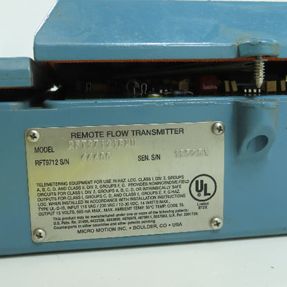 Micro Motion RFT97121PNU Remote Flow Transmitter 100/115 VAC