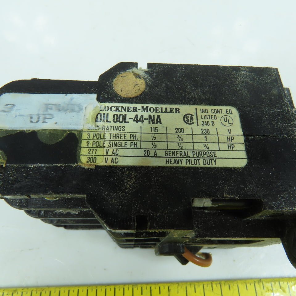 Klockner Moeller DIL 00L-44-NA 20A Contactor 1/2-1HP 300VAC 115V Coil