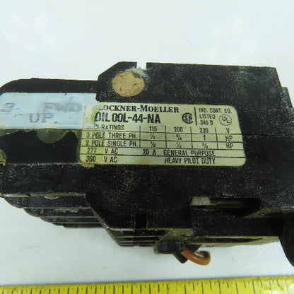 Klockner Moeller DIL 00L-44-NA 20A Contactor 1/2-1HP 300VAC 115V Coil