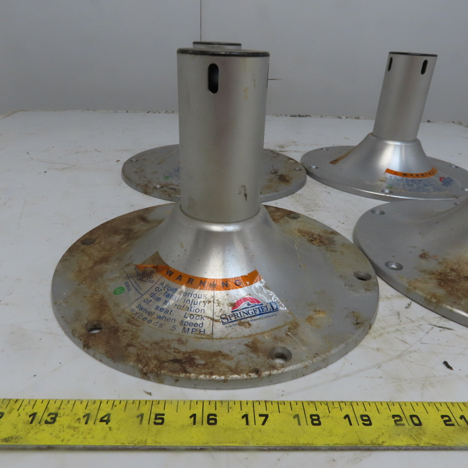 Springfield Brushed Aluminum Boat Seat Pedestal Base 6-1/2"x2-1/4x10" OD Lot /4