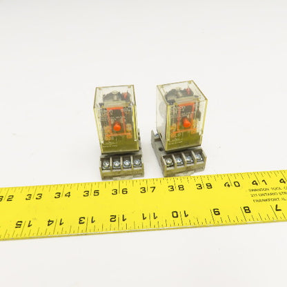Omron MK2PN-S 250VAC 28VDC Relay W/ Socket Base Lot Of 2