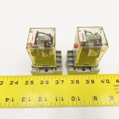 Omron MK2PN-S 250VAC 28VDC Relay W/ Socket Base Lot Of 2