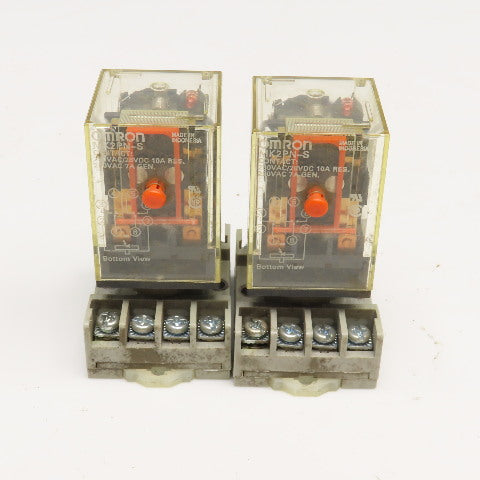 Omron MK2PN-S 250VAC 28VDC Relay W/ Socket Base Lot Of 2