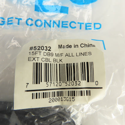 C2G 52032 15FT DB9 Male x Female Null Modem Cable Black Lot Of 3