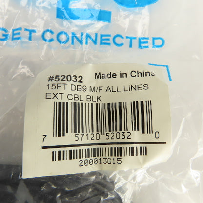 C2G 52032 15FT DB9 Male x Female Null Modem Cable Black Lot Of 3