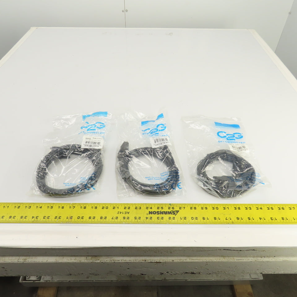 C2G 52032 15FT DB9 Male x Female Null Modem Cable Black Lot Of 3