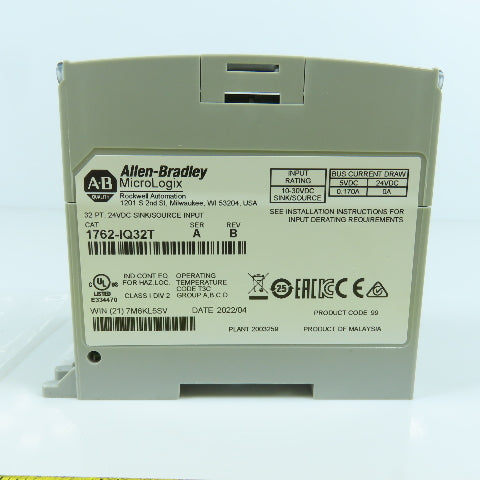 Allen Bradley 1762-IQ32T Ser A Rev B MicroLogix Sink/Source Input (Tested)