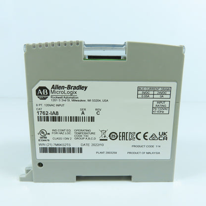 Allen Bradley 1762-IA8 Ser A Rev C MicroLogix 8 Point 120VAC Input (Tested)