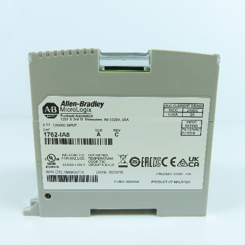 Allen Bradley 1762-IA8 Ser A Rev C MicroLogix 8 Point 120VAC Input (Tested)
