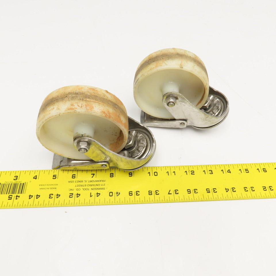100mm x 35mm Wide Light Duty Stainless Steel Stem Mount Swivel Caster Lot Of 2