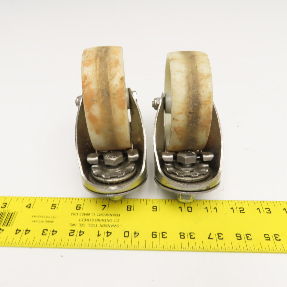 100mm x 35mm Wide Light Duty Stainless Steel Stem Mount Swivel Caster Lot Of 2