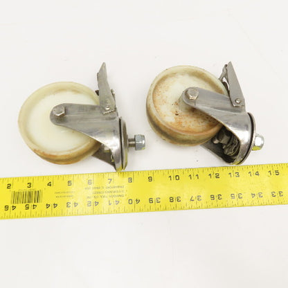 100mm x 35mm Wide Light Duty Stainless Steel Stem Mount Swivel Caster Lot Of 2