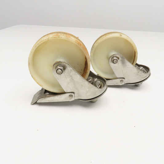 100mm x 35mm Wide Light Duty Stainless Steel Stem Mount Swivel Caster Lot Of 2