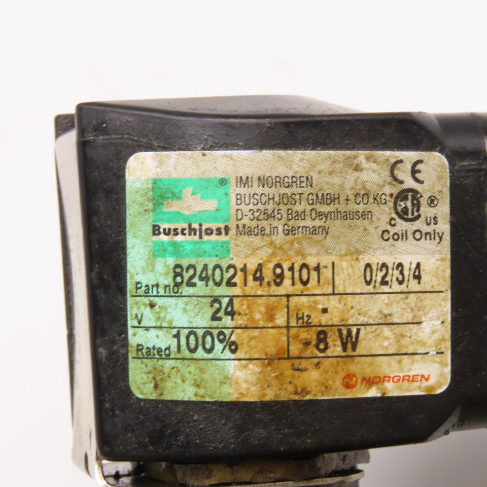 Buschjost 8240214.9101 G1/2" Brass Indirect Acting Solenoid Valve 24VDC Coil