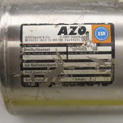 AZO 2-1/2 Gallon Stainless Air Receiver Pressure Tank 6 Bar W/R353 Pilot Valve