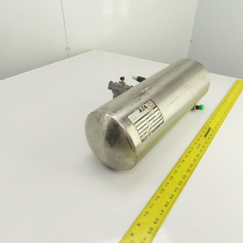 AZO 2-1/2 Gallon Stainless Air Receiver Pressure Tank 6 Bar W/R353 Pilot Valve