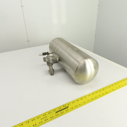 AZO 2-1/2 Gallon Stainless Air Receiver Pressure Tank 6 Bar W/R353 Pilot Valve