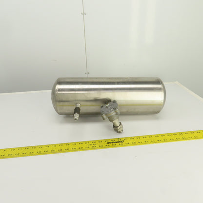 AZO 2-1/2 Gallon Stainless Air Receiver Pressure Tank 6 Bar W/R353 Pilot Valve