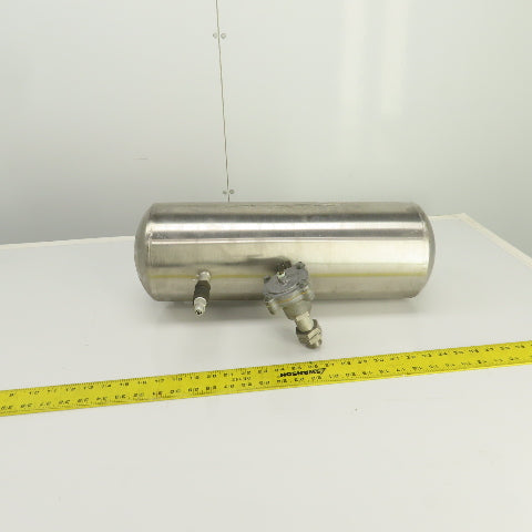 AZO 2-1/2 Gallon Stainless Air Receiver Pressure Tank 6 Bar W/R353 Pilot Valve