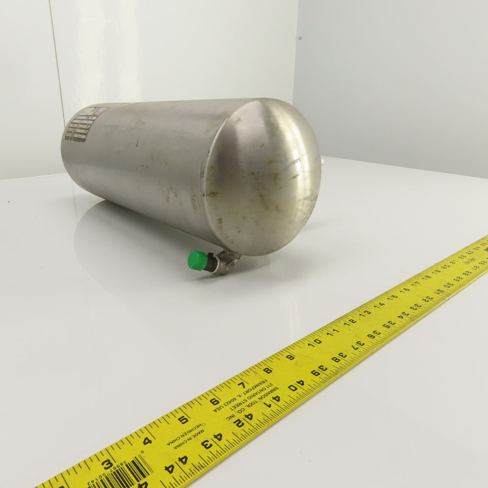 AZO 2-1/2 Gallon Stainless Air Receiver Pressure Tank 6 Bar W/R353 Pilot Valve