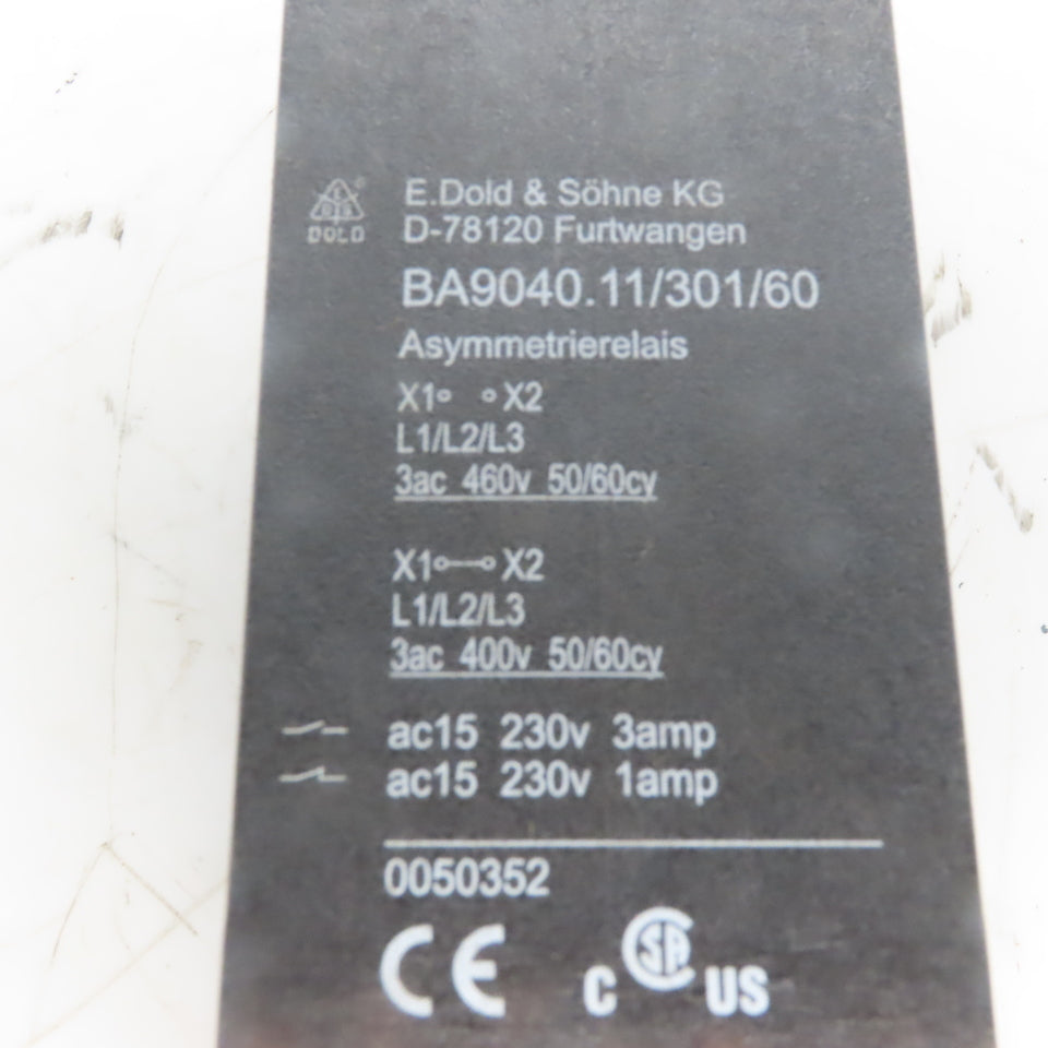 E.Dold & Sohne BA9040.11/301/60 Varimeter 460V 50/60Hz Asymmetry Relay Monitor