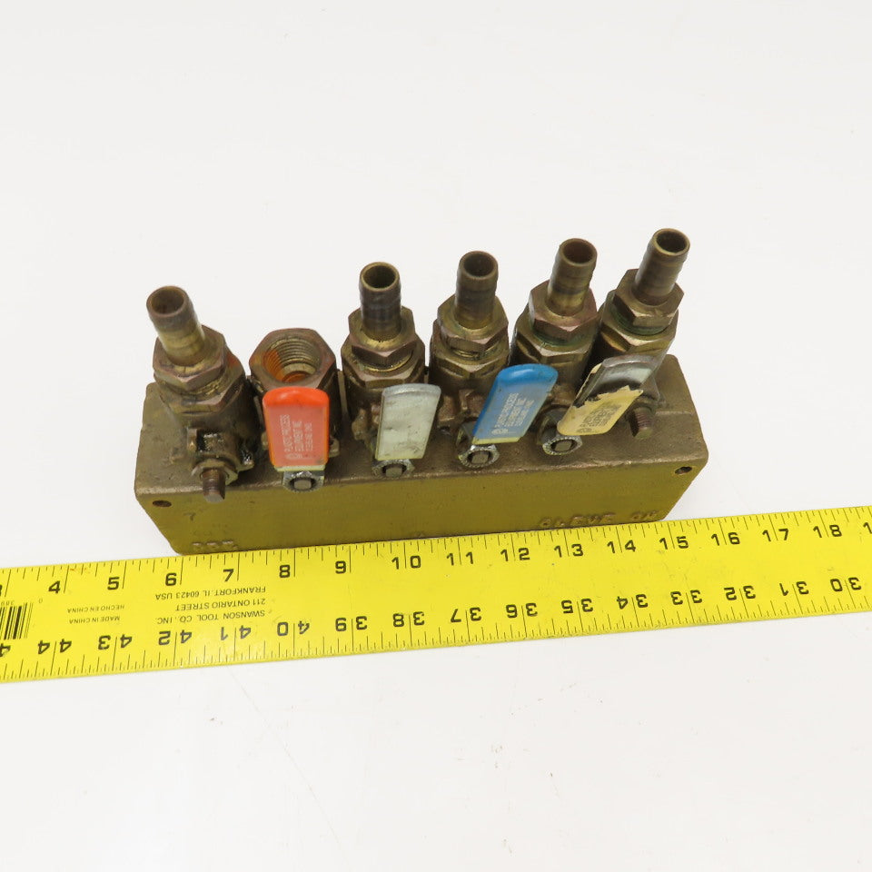 Plastic Processing Equipment 1-1/4" x 1/2" NPT Bronze Manifold 6 Port Valve