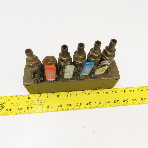 Plastic Processing Equipment 1-1/4" x 1/2" NPT Bronze Manifold 6 Port Valve