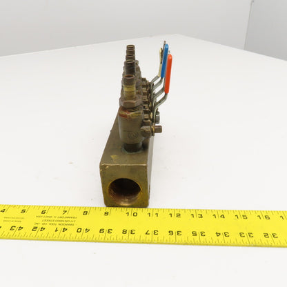 Plastic Processing Equipment 1-1/4" x 1/2" NPT Bronze Manifold 6 Port Valve