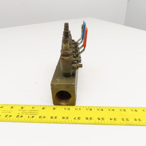 Plastic Processing Equipment 1-1/4" x 1/2" NPT Bronze Manifold 6 Port Valve