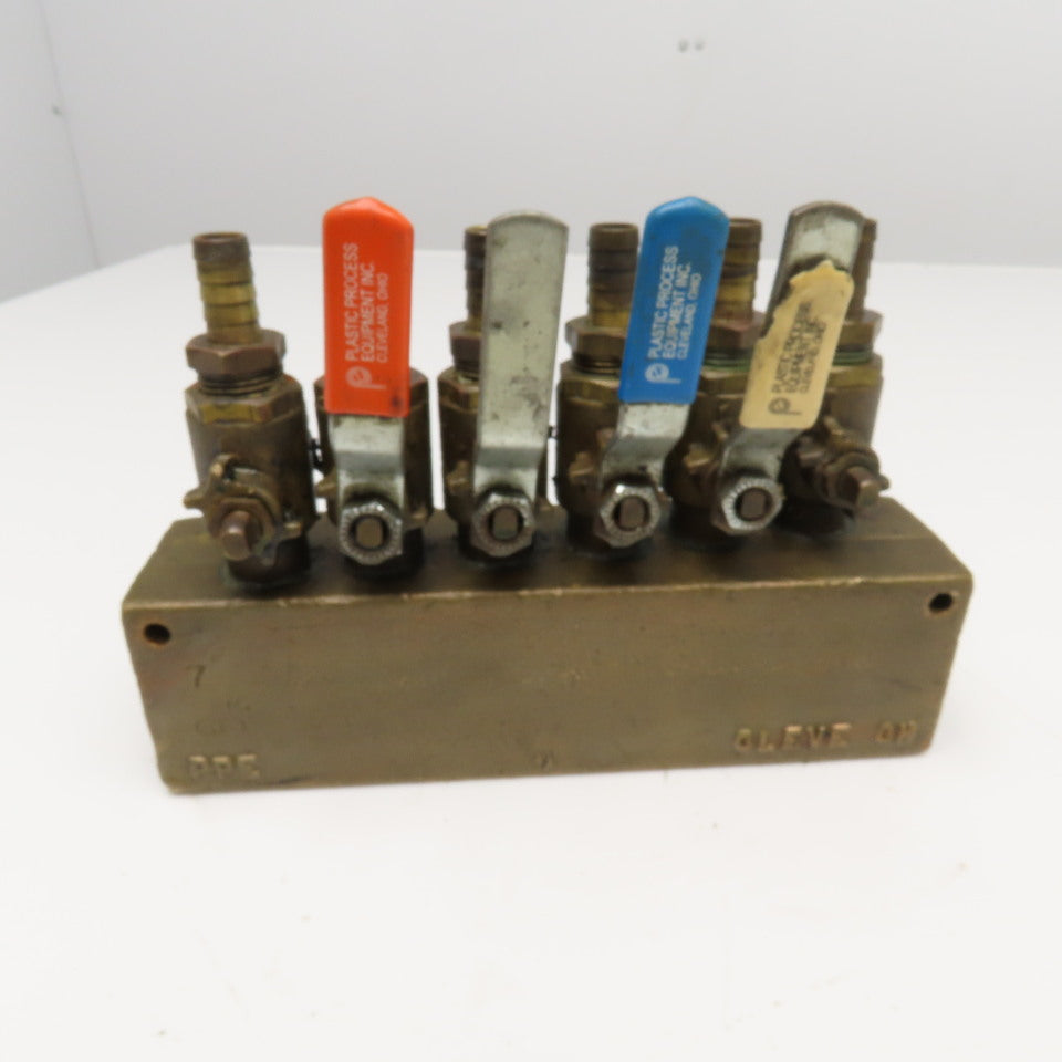 Plastic Processing Equipment 1-1/4" x 1/2" NPT Bronze Manifold 6 Port Valve