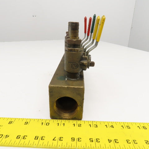 Plastic Processing Equipment 1-1/4" x 1/2" NPT Bronze Manifold 6 Port Valve