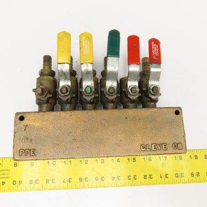 Plastic Processing Equipment 1-1/4" x 1/2" NPT Bronze Manifold 6 Port Valve