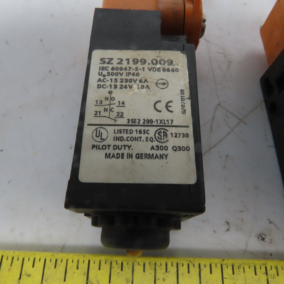 SZ 2199.009 Roller Arm Limit Switch 230V 6 A 24VDC 10A Lot of 2