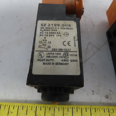 SZ 2199.009 Roller Arm Limit Switch 230V 6 A 24VDC 10A Lot of 2