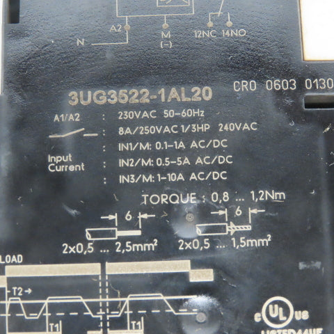 Siemens UG3522-1AL20 Monitoring Relay 3 Pole