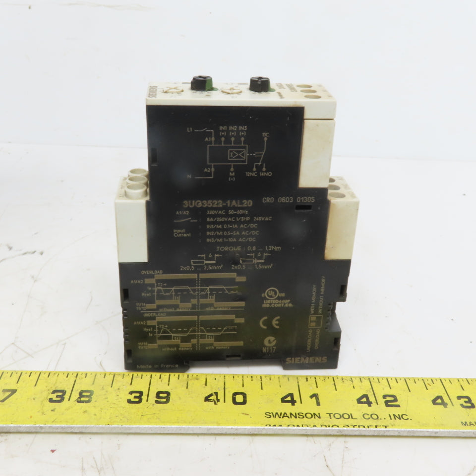 Siemens UG3522-1AL20 Monitoring Relay 3 Pole