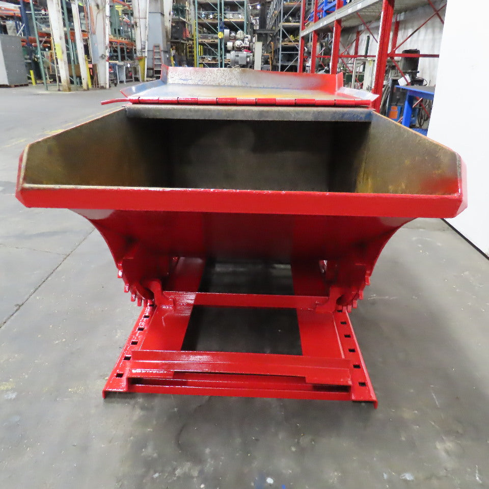 1 Cubic Yard Self Dumping Trash Scrap Hopper W/ Attached Lid