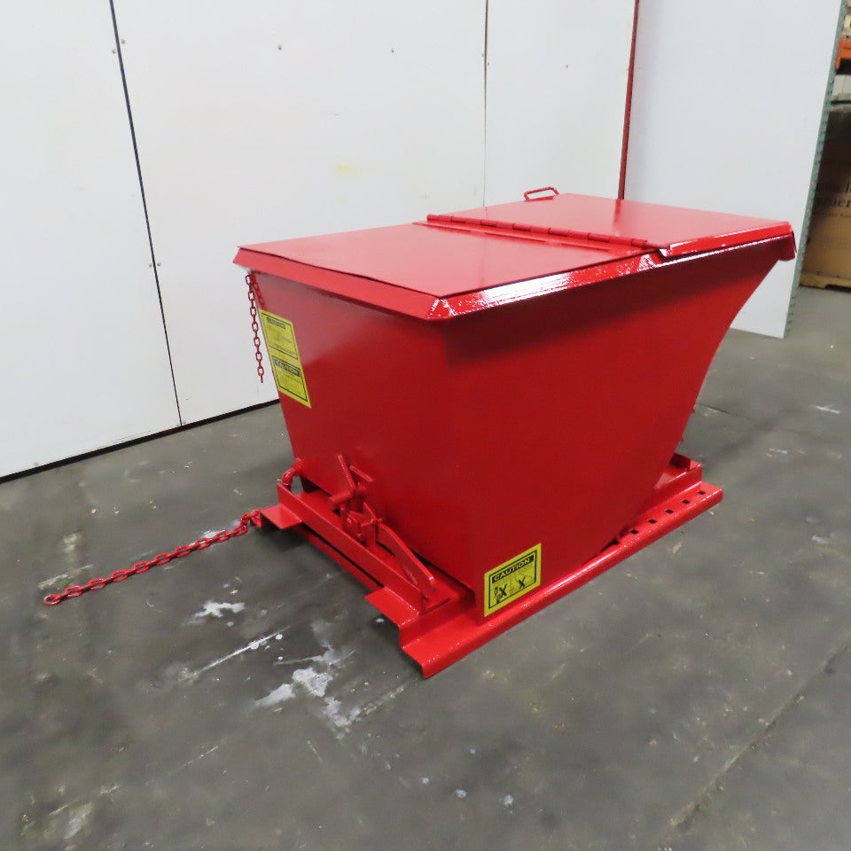 1 Cubic Yard Self Dumping Trash Scrap Hopper W/ Attached Lid
