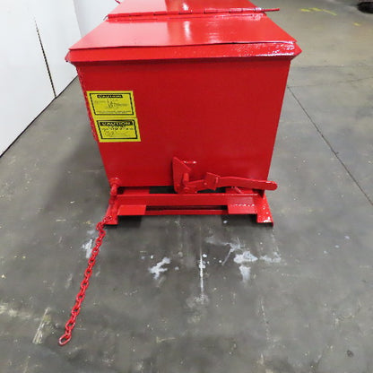 1 Cubic Yard Self Dumping Trash Scrap Hopper W/ Attached Lid