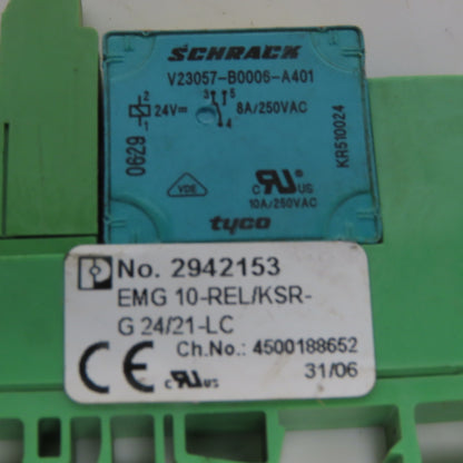 Phoenix V23057-B0006-A401 Relay 24V W/No.2942153 Socket Lot of 11