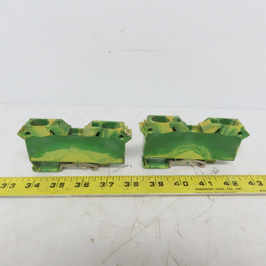 Wago 285-637 2-Conductor Ground Terminal Block AWG 2-10 Lot of 2