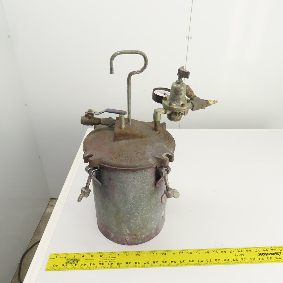 2.5 Gallon Steel Paint Pressure Pot Canister Tank 60PSI W/ Regulator (Needs Seal